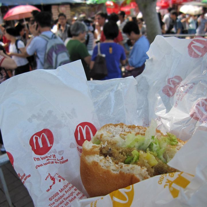 Cheung Chau Bun Festival vegetarian dining option Mcdonalds offering McVeggie Burgers during the festive days 