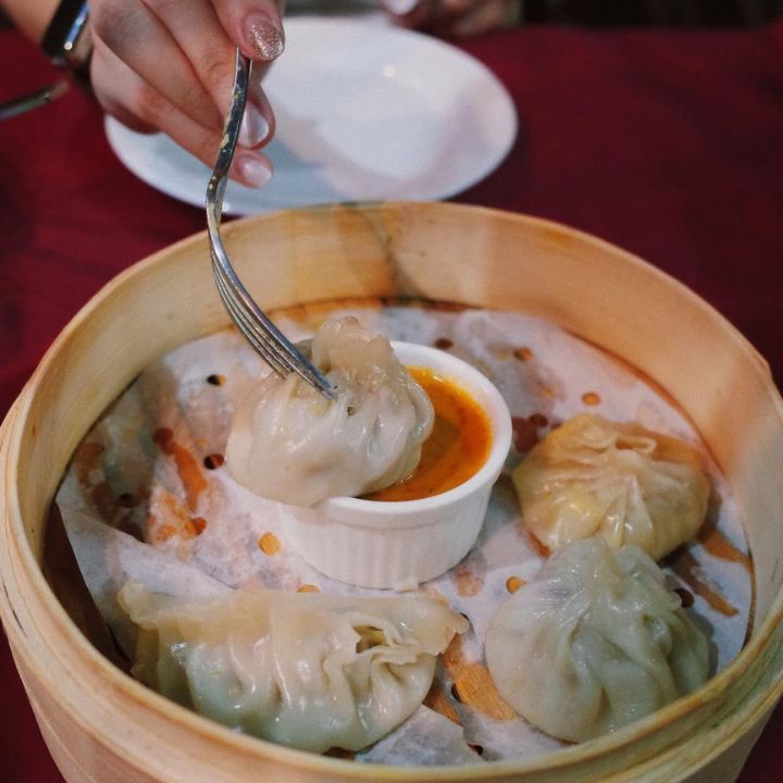 Cheung Chau Bun Festival vegetarian dining option Morocco's restaurant featuring steamed vegetable momos vegetarian option during the festival